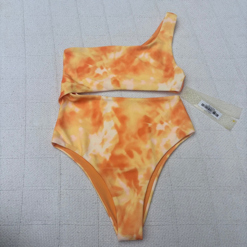 Women's M DEVON WINDSOR Rori Full-Piece One Shoulder Sunburst Tie Dye Swimsuit